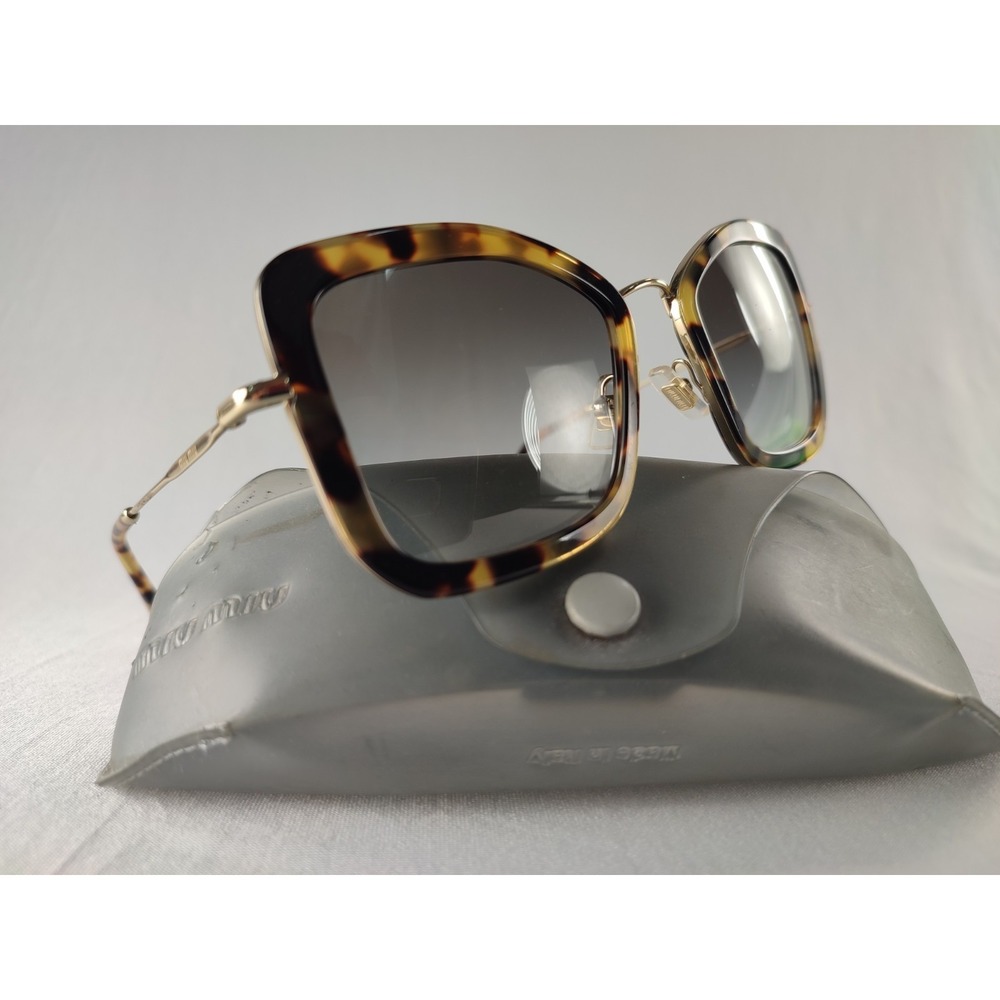 Miu Miu SMU 55V 7S0-0A7 Tortoise Gold Geometric Sunglasses 51-21 140